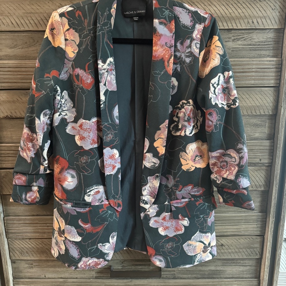 Harlowe & Graham 3/4 sleeve boyfriend blazer